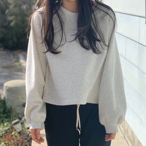 Abercrombie white grey crew neck